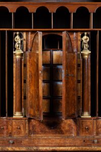 Walnut double domed bureau bookcase