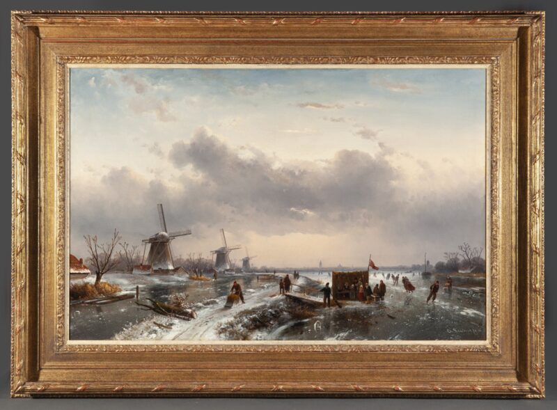 Charles Leickert – Winter landscape with koek and zopie