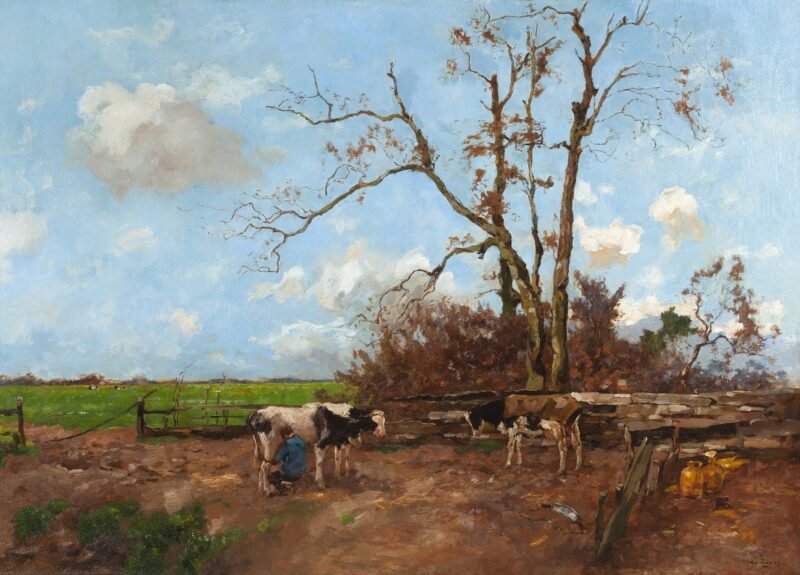 Willem de Zwart – Milking time in a Summer landscape