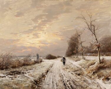 Apol – winterlandschap with farmers wife on snowy path