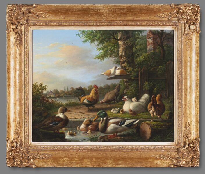 Voordecker Henri – landscape with ducks incl frame