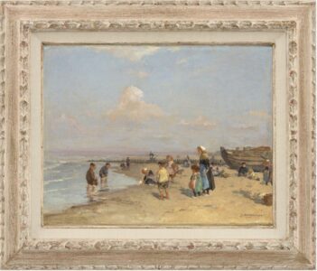 Akkeringa – Beach scene with fishing boat incl frame