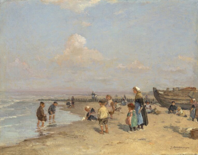 johannes-evert-hendrik-akkeringa-strandgezicht-met-vissersboot