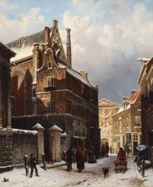 Springer, Cornelis, The Nieuwezijdskapel with the snow-covered Wijde Capelsteeg