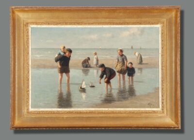 Artz Constant – children playing on the beach incl frame