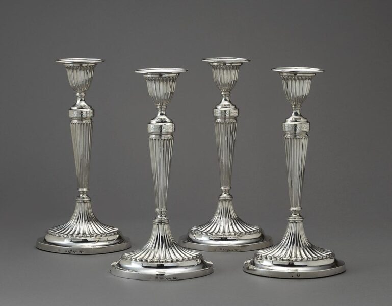 Set of four silver candlesticks – Johannes van der Toorn I Set of four silver candlesticks – Johannes van der Toorn I