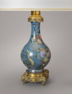 A pair of Chinese cloisonné vases mounted as lamps detail