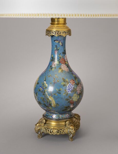 A pair of Chinese cloisonné vases mounted as lamps detail