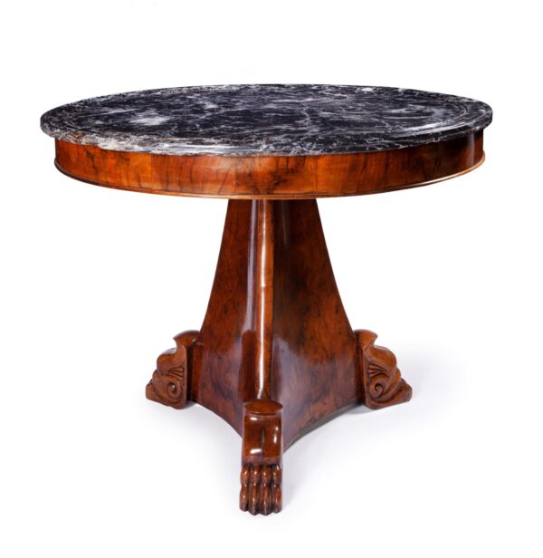 Empire gueridon table with grey marble top