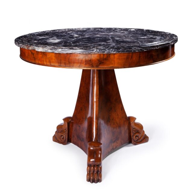 Empire gueridon table with grey marble top
