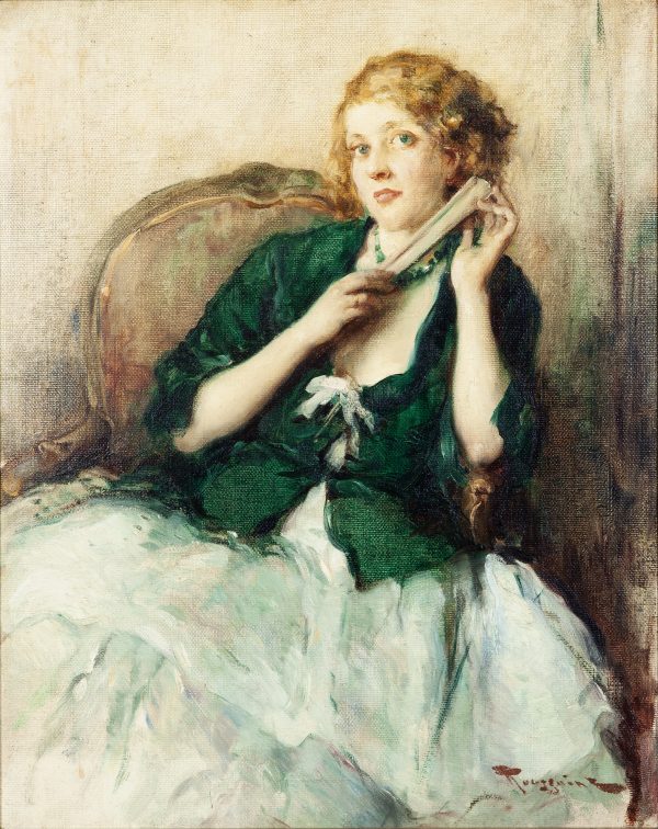 Fernand Toussaint - Lady with fan