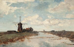 Paul Joseph Constantin Gabriël - View on the Proosdijer windmill on the river Winkel Abcoude