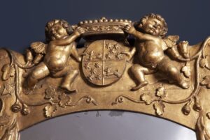 Louis XIV mirror with coat of arms of VOC governor Cornelis Kien