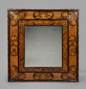 William and Mary marquetry mirror