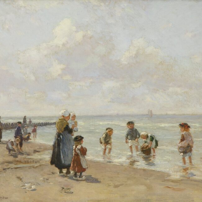 Johannes Evert Hendrik Akkeringa - Beach scene with children