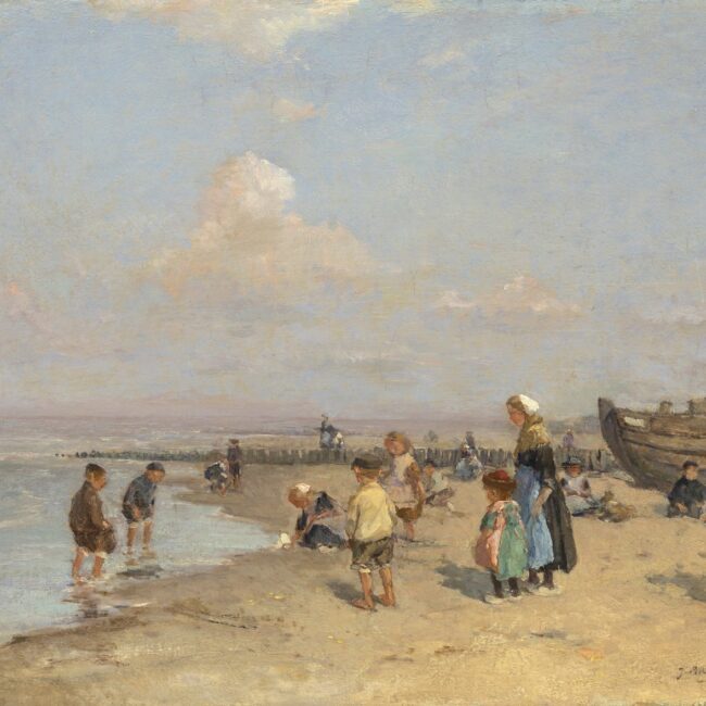 Johannes Evert Hendrik Akkeringa - Beach scene with children