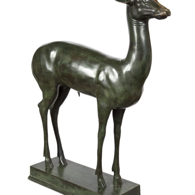 Bronze sculpture of a fawn