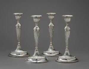 Set of four silver candlesticks - Johannes van der Toorn I