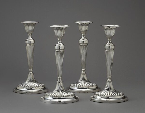Set of four silver candlesticks - Johannes van der Toorn I