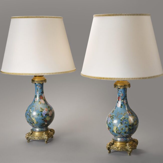 A pair of Chinese cloisonné vases mounted as lamps
